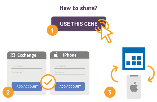 Share Exchange Calendar with iPhone with Free SyncGene service